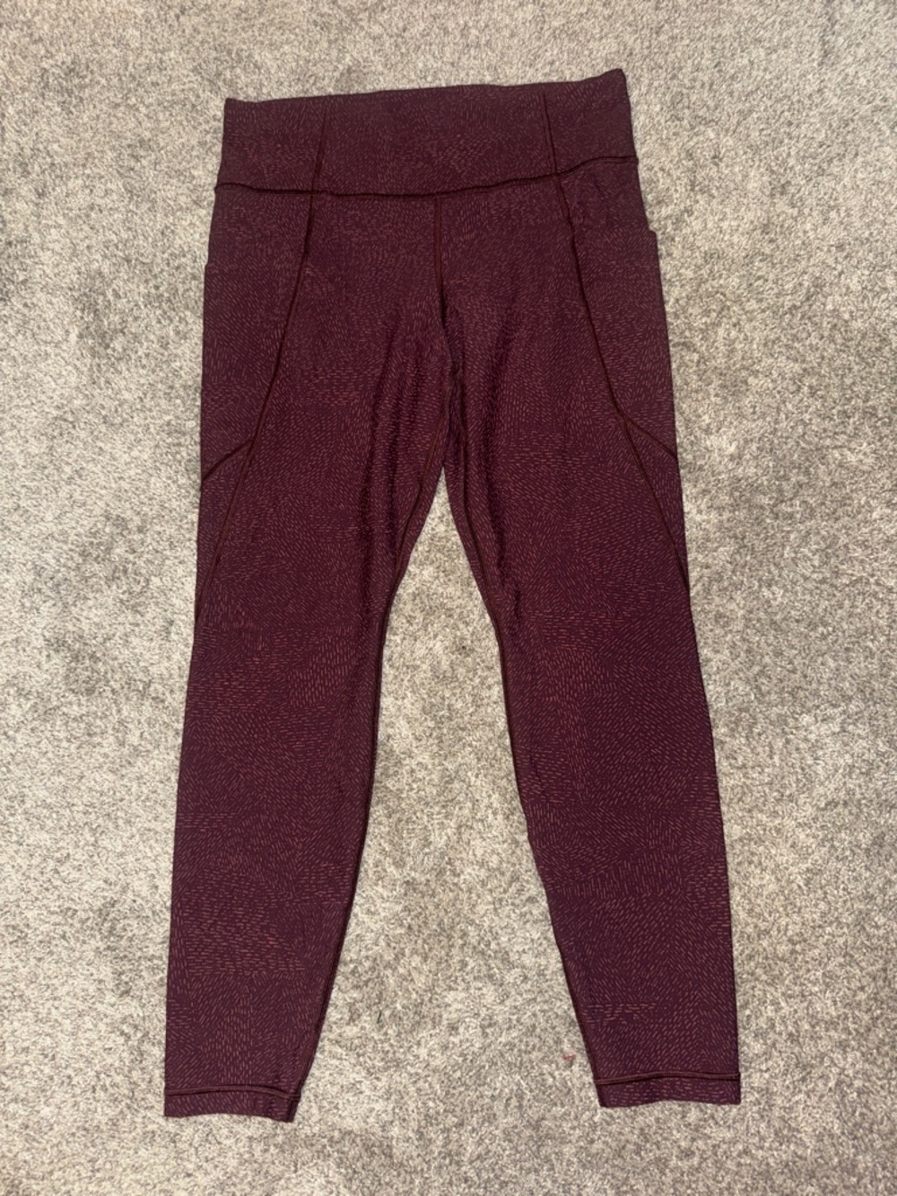Athleta Maroon and Pink Salutation Stash Pocket Tight